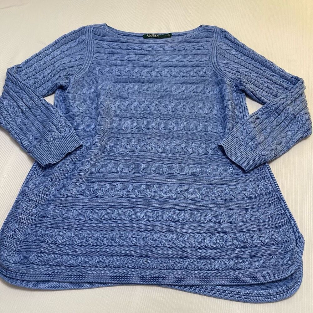 Lauren Ralph Lauren Blue Cableknit Sweater Plus Size 1X